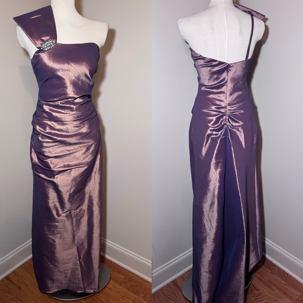 Night Way Collections Bronze Asymmetrical One-Shoulder Gown BRONZE / SIZE 6